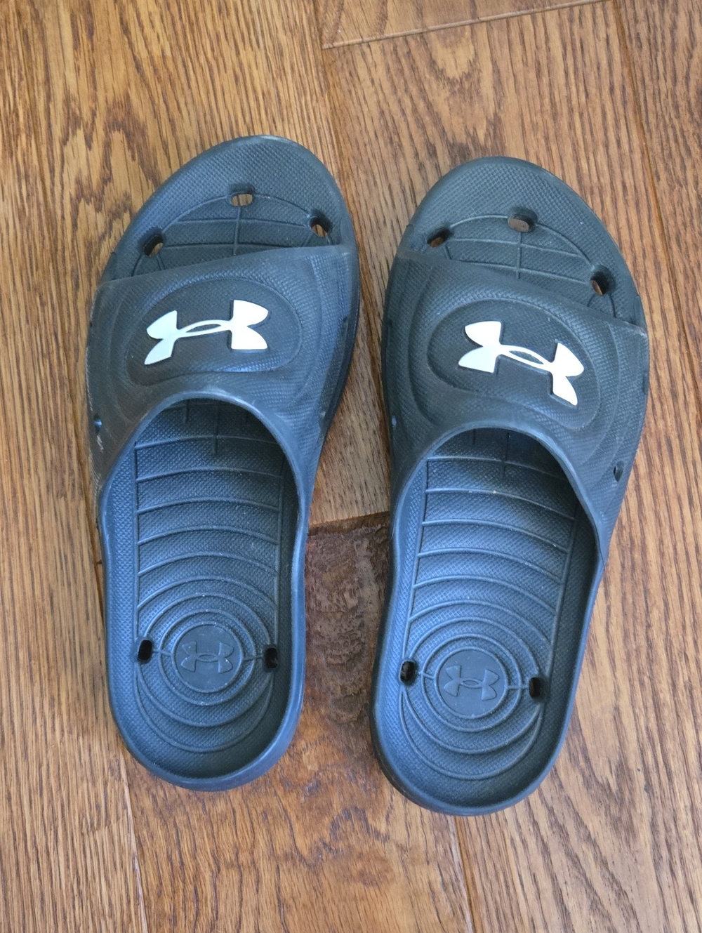 Under Armour Boys' Black Slide Sandals with White Logo